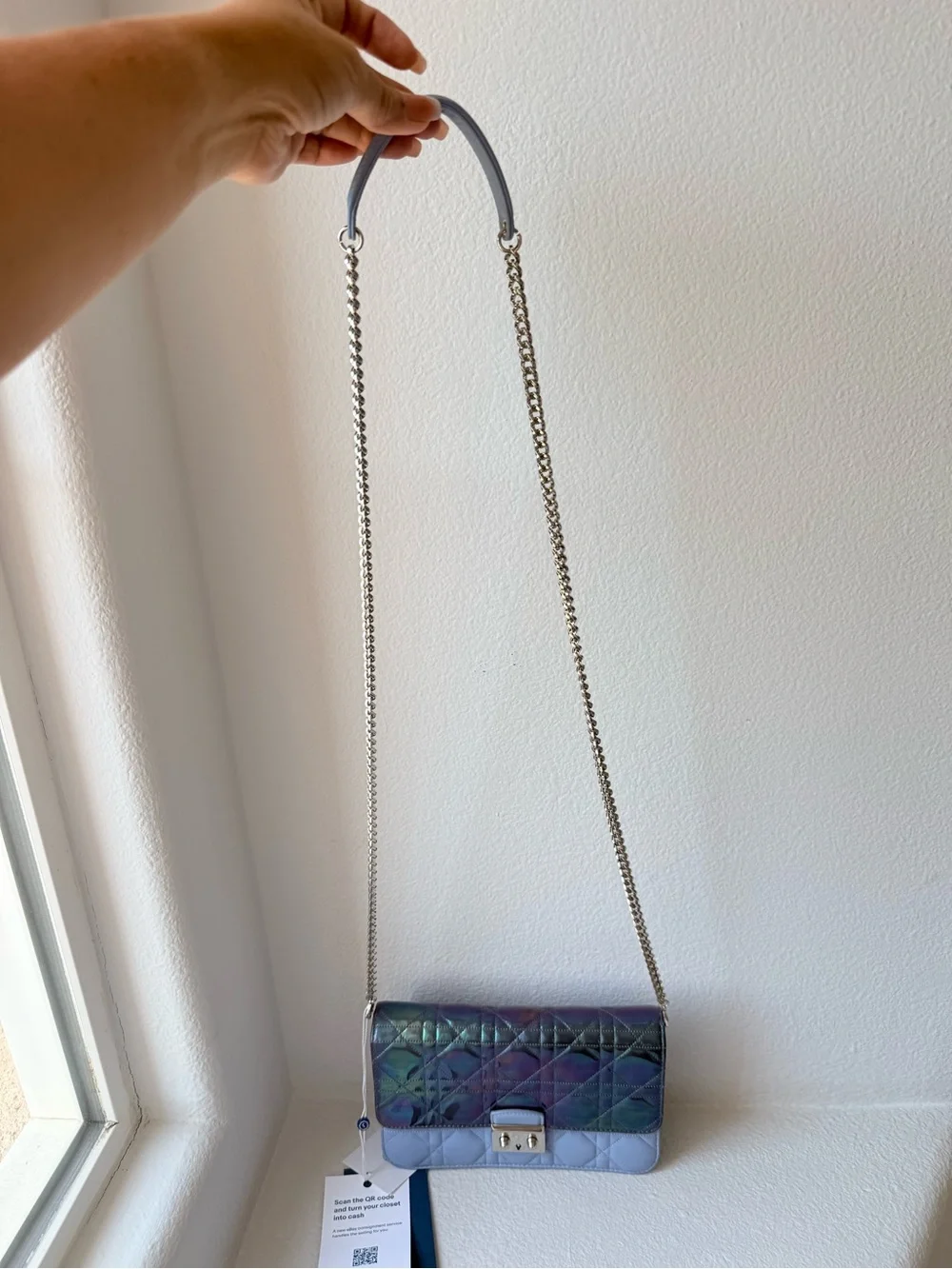 ⭐️Dior Quilted Two-Tone Leather Shoulder Bag in Iridescent Green and Light Blue